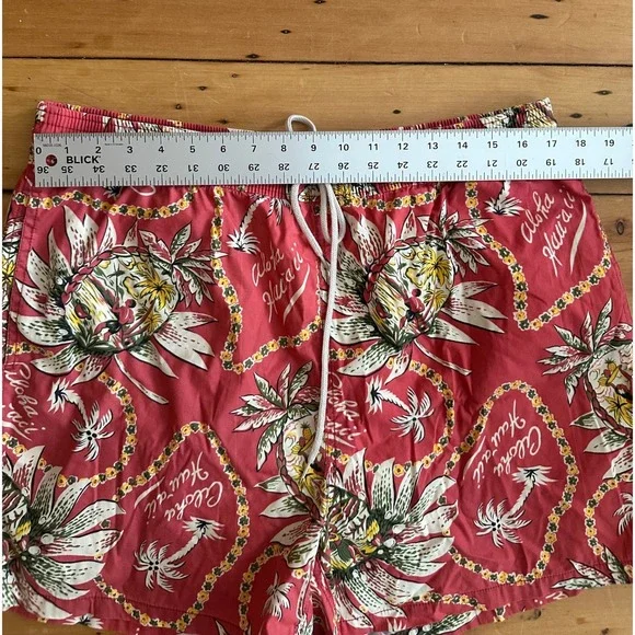Polo Ralph Lauren Mens Red Hawaiian Aloha Swim Trunks - Size XXL - Picture 8 of 8